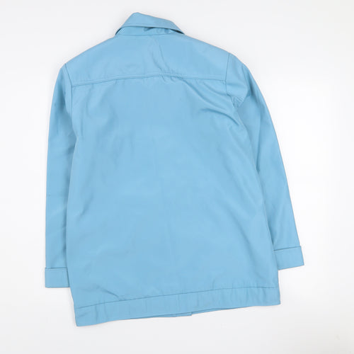 Fapness Women's Blue Mid-Length Rain Coat Size 10 Lined Button Waterproof