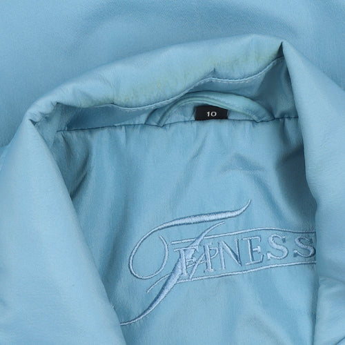 Fapness Women's Blue Mid-Length Rain Coat Size 10 Lined Button Waterproof