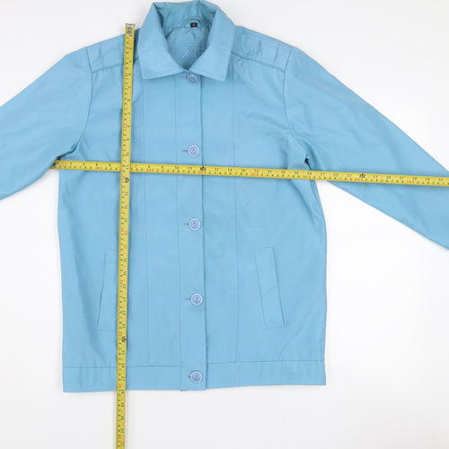 Fapness Women's Blue Mid-Length Rain Coat Size 10 Lined Button Waterproof