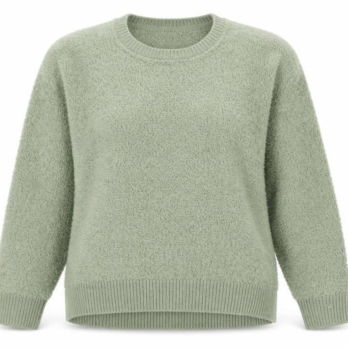 Topshop Women’s Green Fluffy Knit Crew Neck Pullover Jumper UK 8