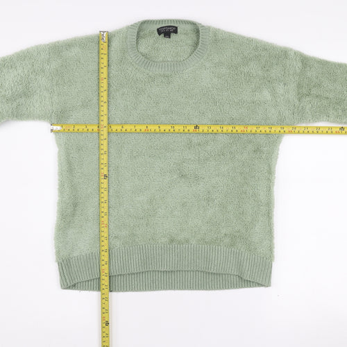 Topshop Women’s Green Fluffy Knit Crew Neck Pullover Jumper UK 8