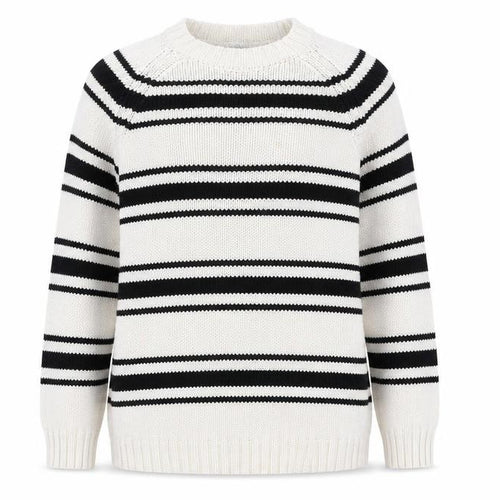 ZARA Womens White Black Striped Cotton Knit Jumper Size S
