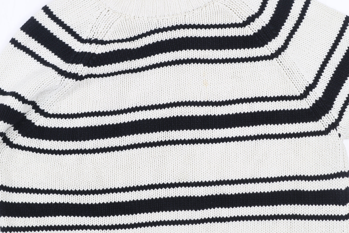 ZARA Womens White Black Striped Cotton Knit Jumper Size S