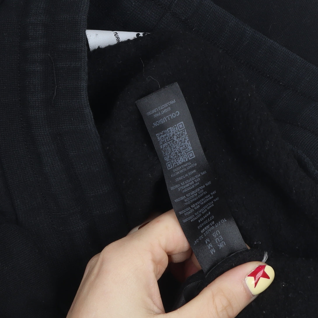 Collusion Men's Black Fleece Joggers Size M Relaxed Fit Drawstring Waist