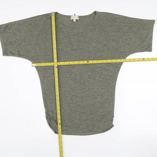 Apricot Women’s Grey Short Sleeve Boat Neck Basic T-Shirt M