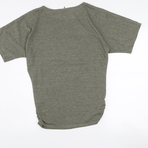 Apricot Women’s Grey Short Sleeve Boat Neck Basic T-Shirt M