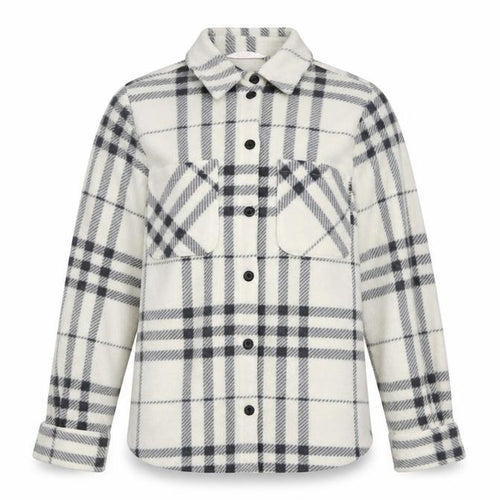 John Lewis Women White Check Fleece Button-Up Shirt XS