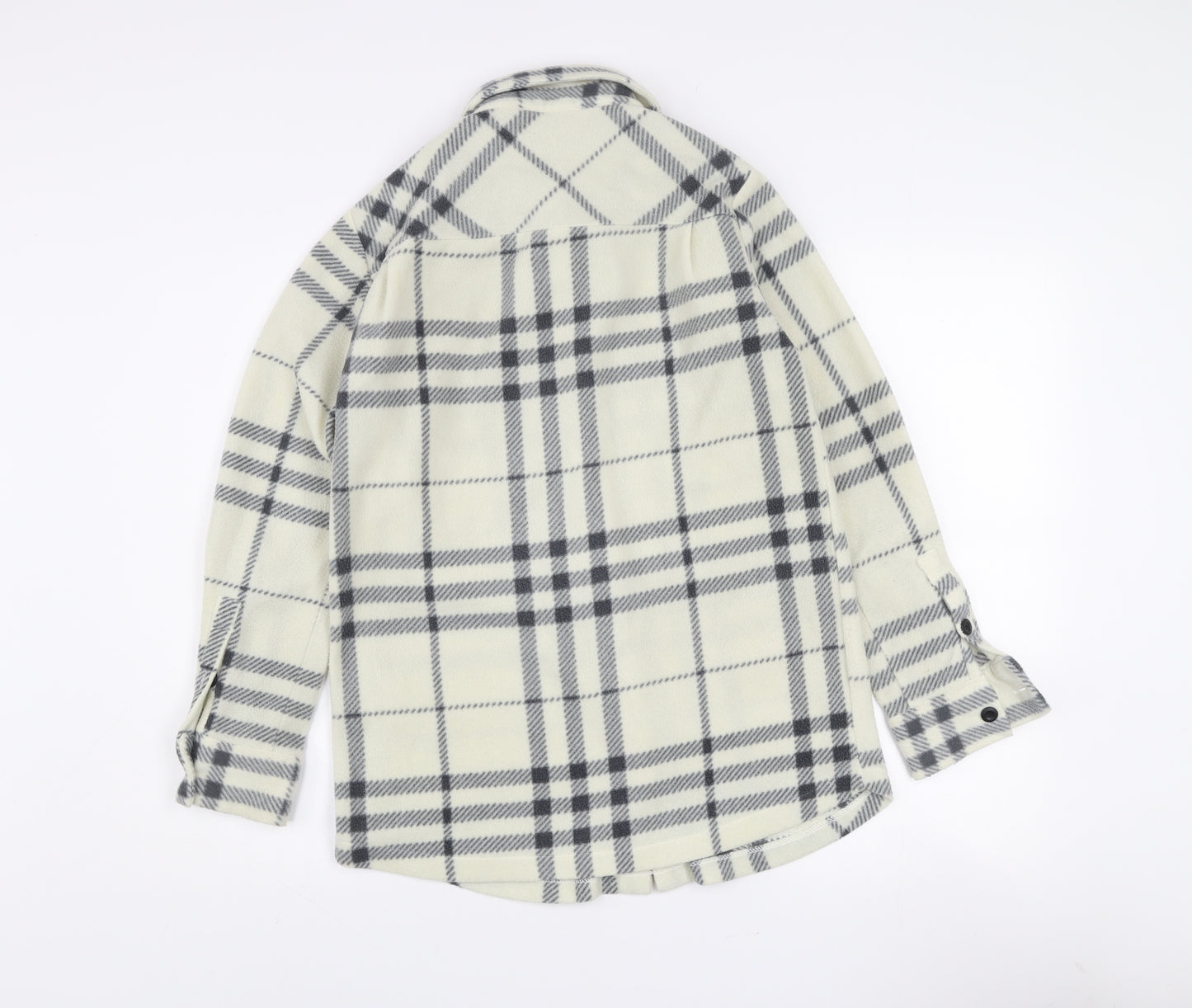 John Lewis Women White Check Fleece Button-Up Shirt XS