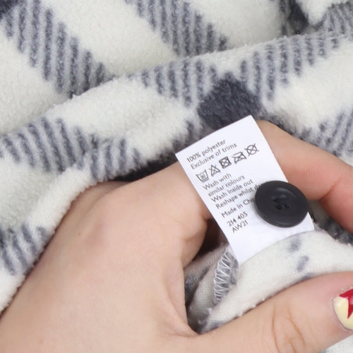 John Lewis Women White Check Fleece Button-Up Shirt XS