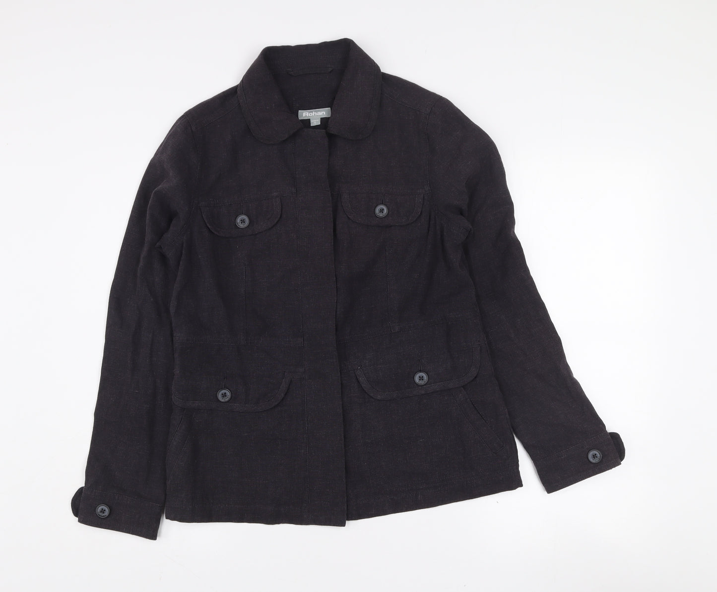 Rohan Unisex Black Linen Blend Long Sleeve Button-Up Shirt S