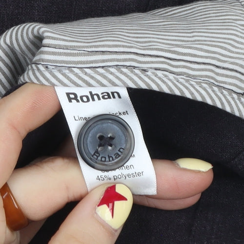 Rohan Unisex Black Linen Blend Long Sleeve Button-Up Shirt S