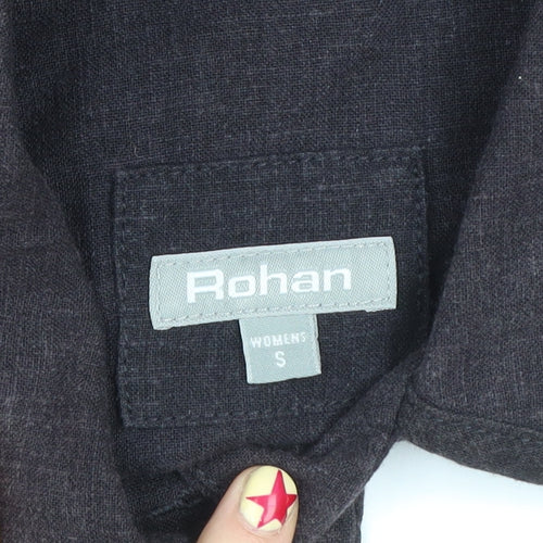 Rohan Unisex Black Linen Blend Long Sleeve Button-Up Shirt S