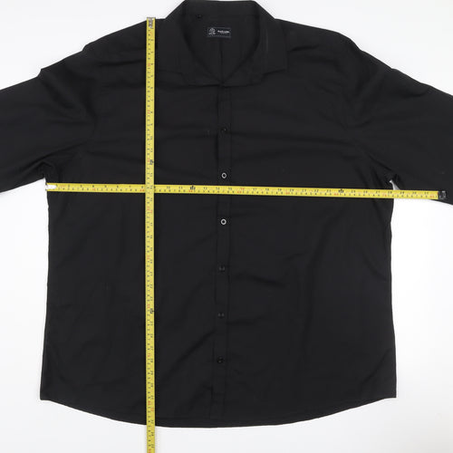 Black Label Men's Black 2XL Long Sleeve Cotton Button-Up Shirt
