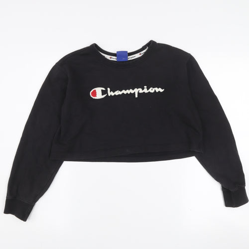 Champion Women's Black Small Cropped Pullover Sweatshirt