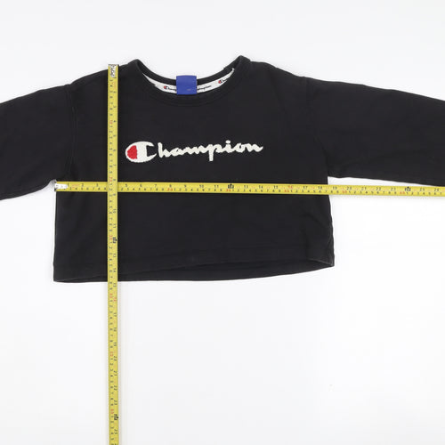 Champion Women's Black Small Cropped Pullover Sweatshirt