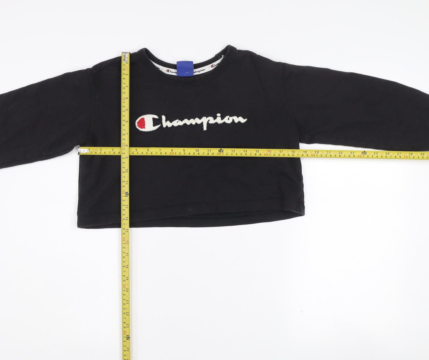 Champion Women's Black Small Cropped Pullover Sweatshirt