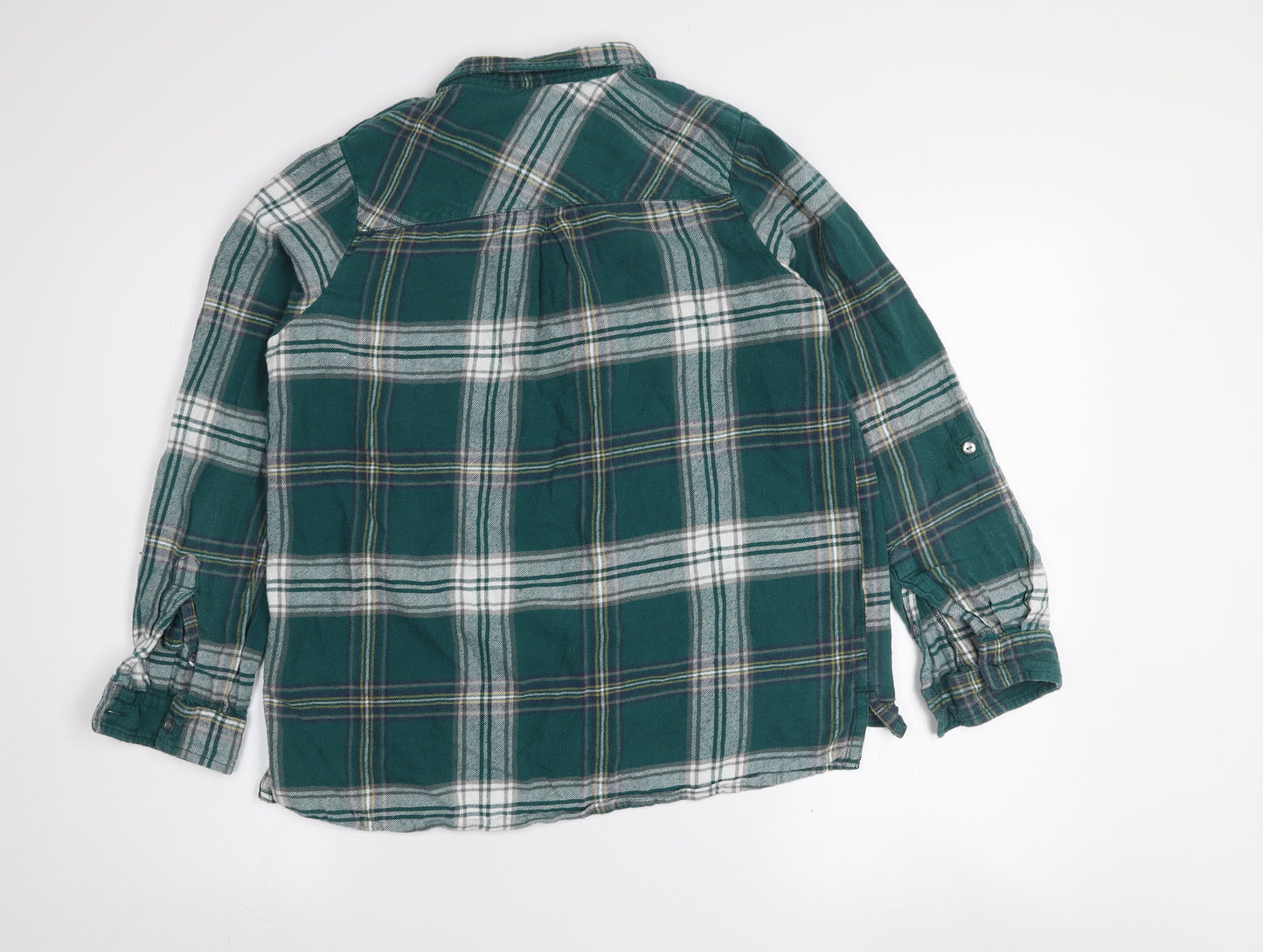 Weird Fish Boys Green Plaid Flannel Button-Up Long Sleeve Cotton Shirt Size 14