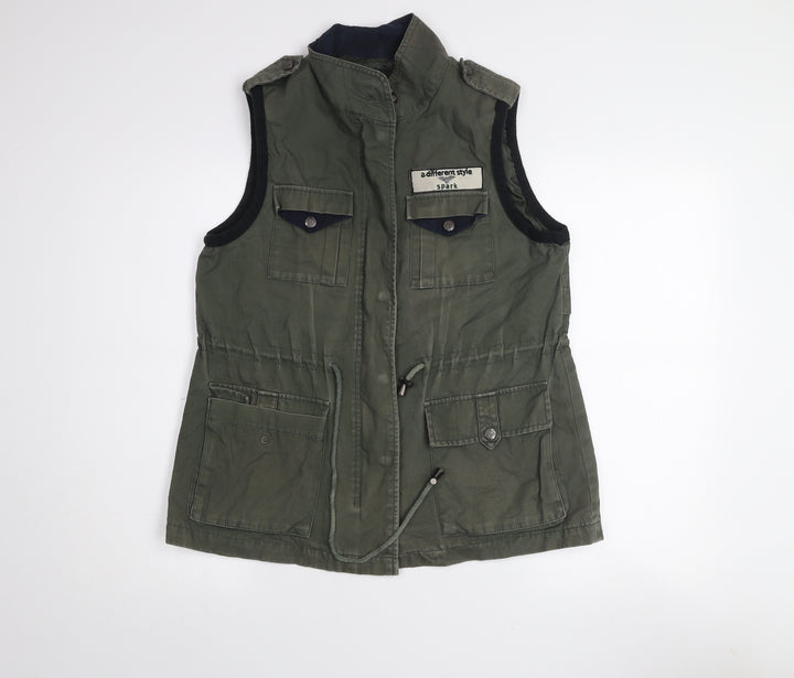 Studio Bonnie Green Military Waistcoat Men L Army Style Zip Utility Vest