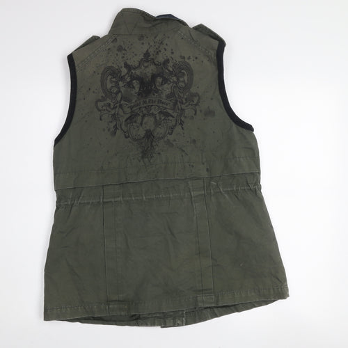 Studio Bonnie Green Military Waistcoat Men L Army Style Zip Utility Vest