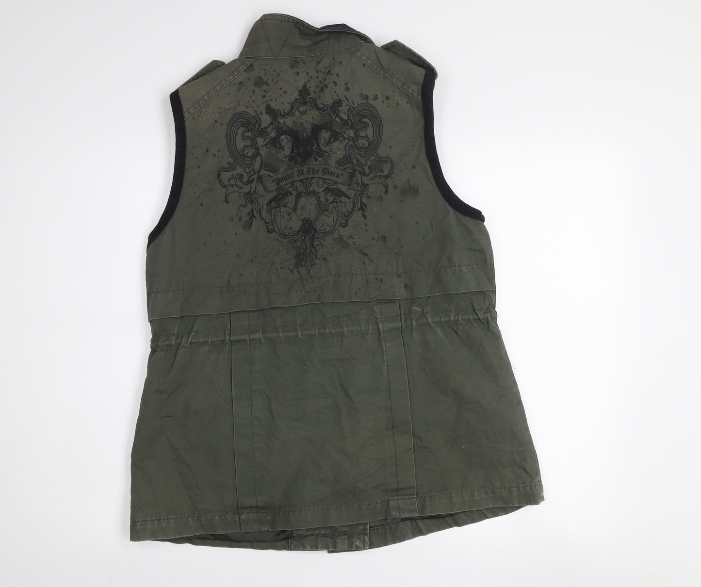 Studio Bonnie Green Military Waistcoat Men L Army Style Zip Utility Vest