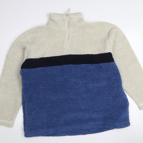 Nouveau Edition Mens Blue 1/4 Zip Fleece Sweatshirt L