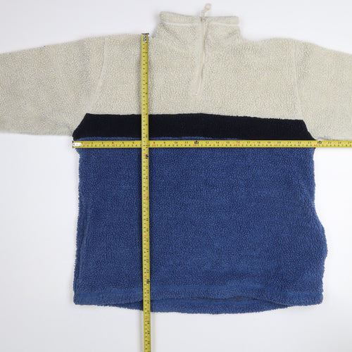 Nouveau Edition Mens Blue 1/4 Zip Fleece Sweatshirt L