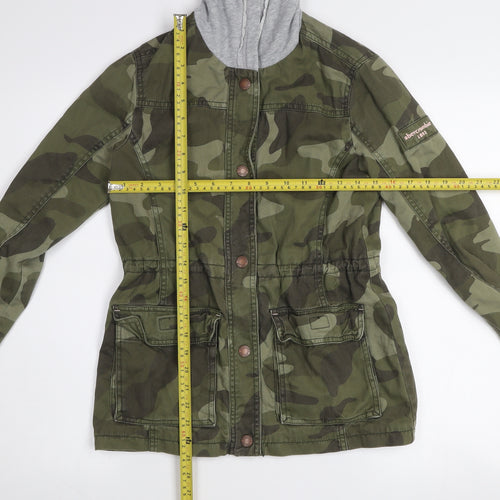 Abercrombie Kids Girls Green Camo Hooded Military Jacket 13-14 Years