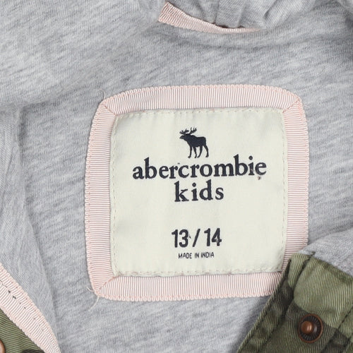 Abercrombie Kids Girls Green Camo Hooded Military Jacket 13-14 Years
