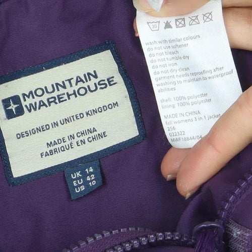 Mountain Warehouse Women’s Purple Waterproof Hooded Rain Coat Size 14