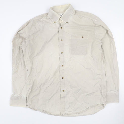 The Oxford Shirt Co Men’s Beige Long Sleeve Cotton Shirt L