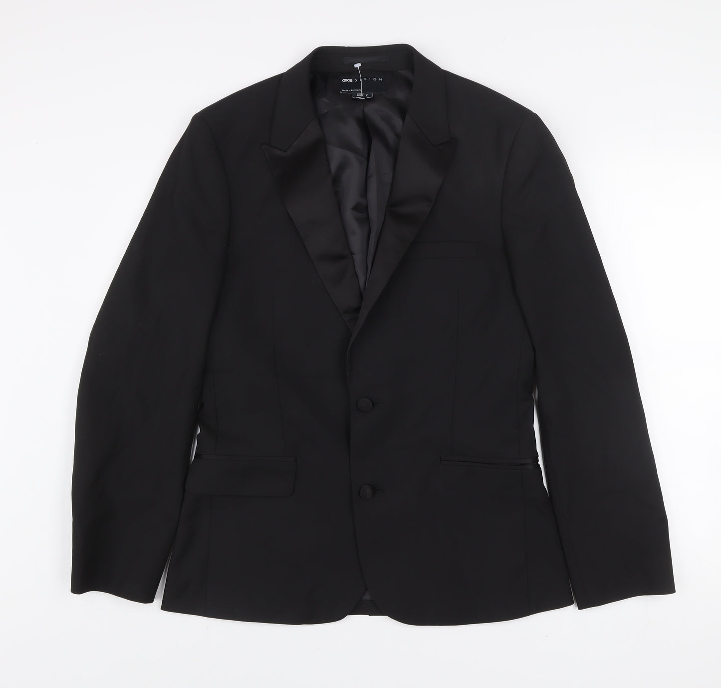 ASOS DESIGN Men's Black Slim Fit Shawl Lapel Suit Jacket 38 Short Formal