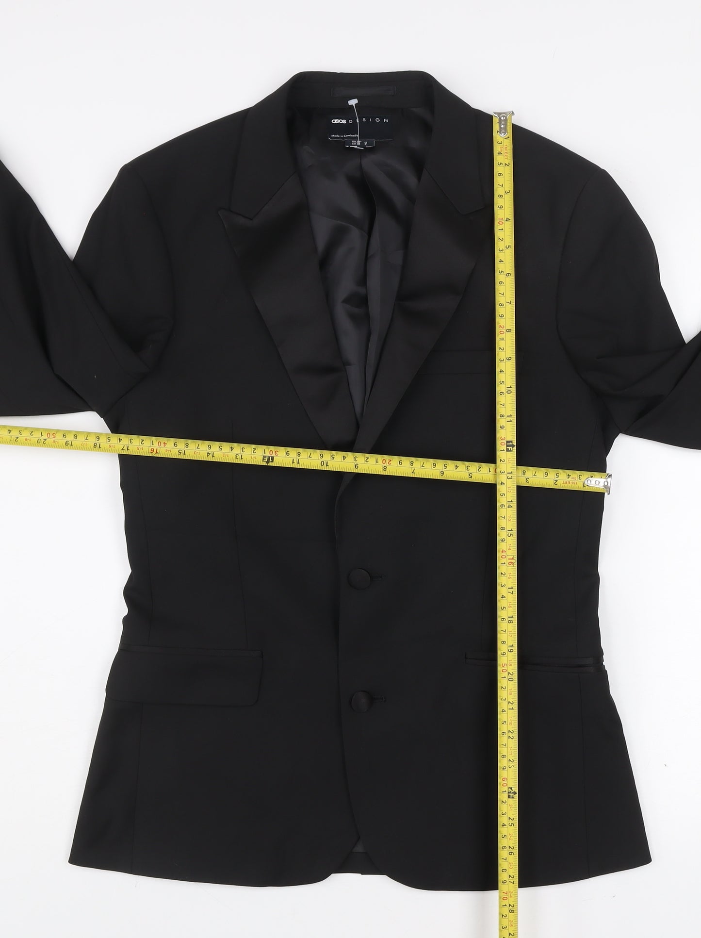 ASOS DESIGN Men's Black Slim Fit Shawl Lapel Suit Jacket 38 Short Formal