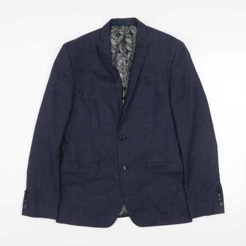 Red Herring Men's Blue Check 38R Regular Fit Blazer Jacket