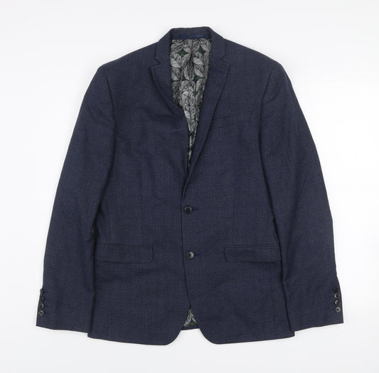 Red Herring Men's Blue Check 38R Regular Fit Blazer Jacket