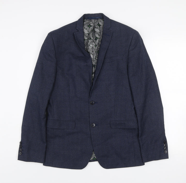 Red Herring Men's Blue Check 38R Regular Fit Blazer Jacket