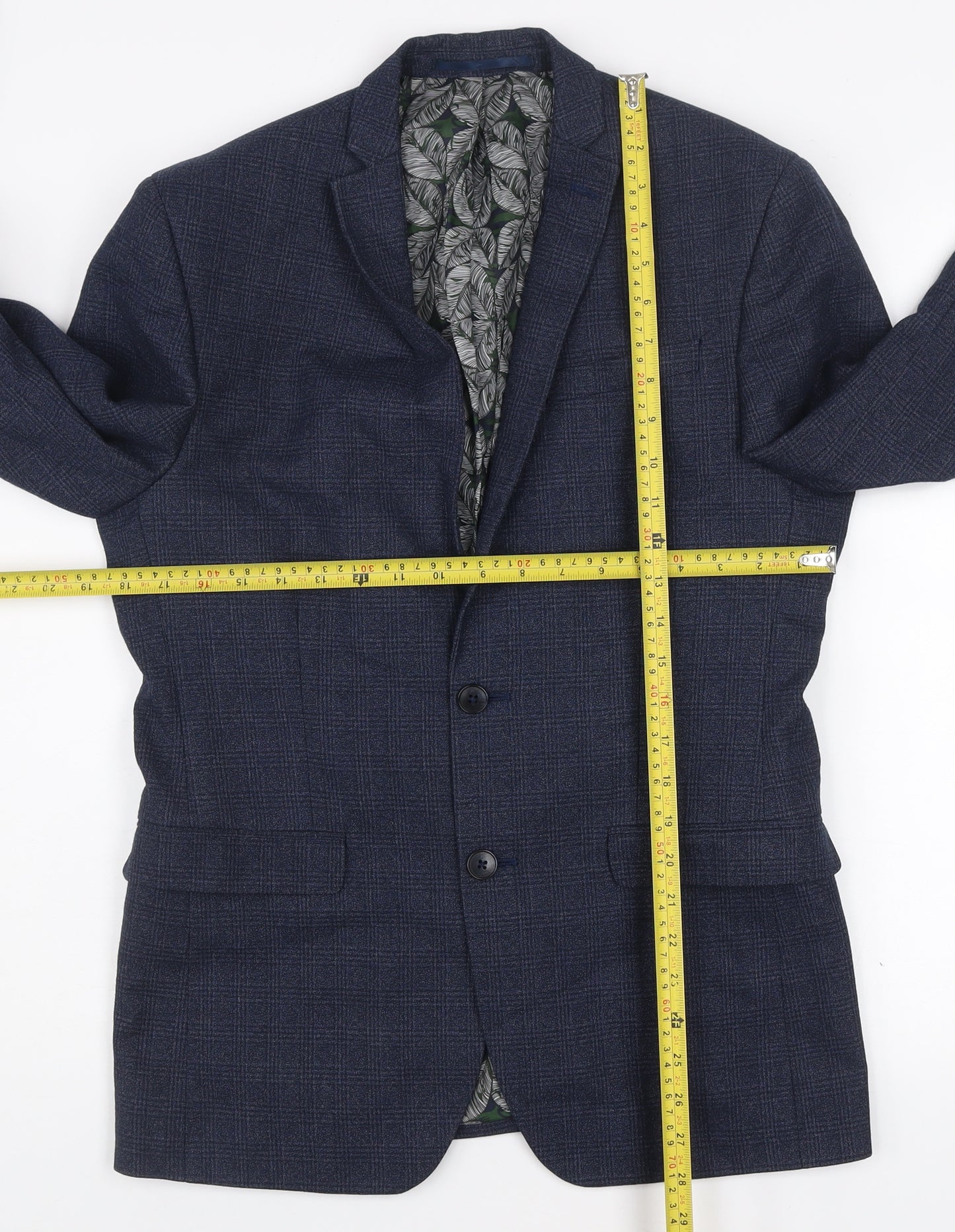 Red Herring Men's Blue Check 38R Regular Fit Blazer Jacket