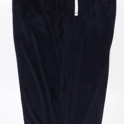 Tommy Hilfiger Men Blue S Velour Pyjama Pants Drawstring Polyester Sleepwear