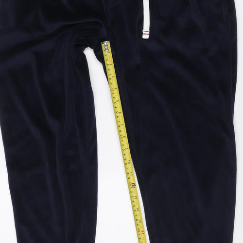 Tommy Hilfiger Men Blue S Velour Pyjama Pants Drawstring Polyester Sleepwear