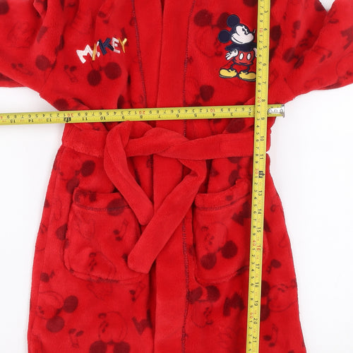 Mini Club Boys Red Mickey Mouse Fleece Hooded Robe 5-6 Years