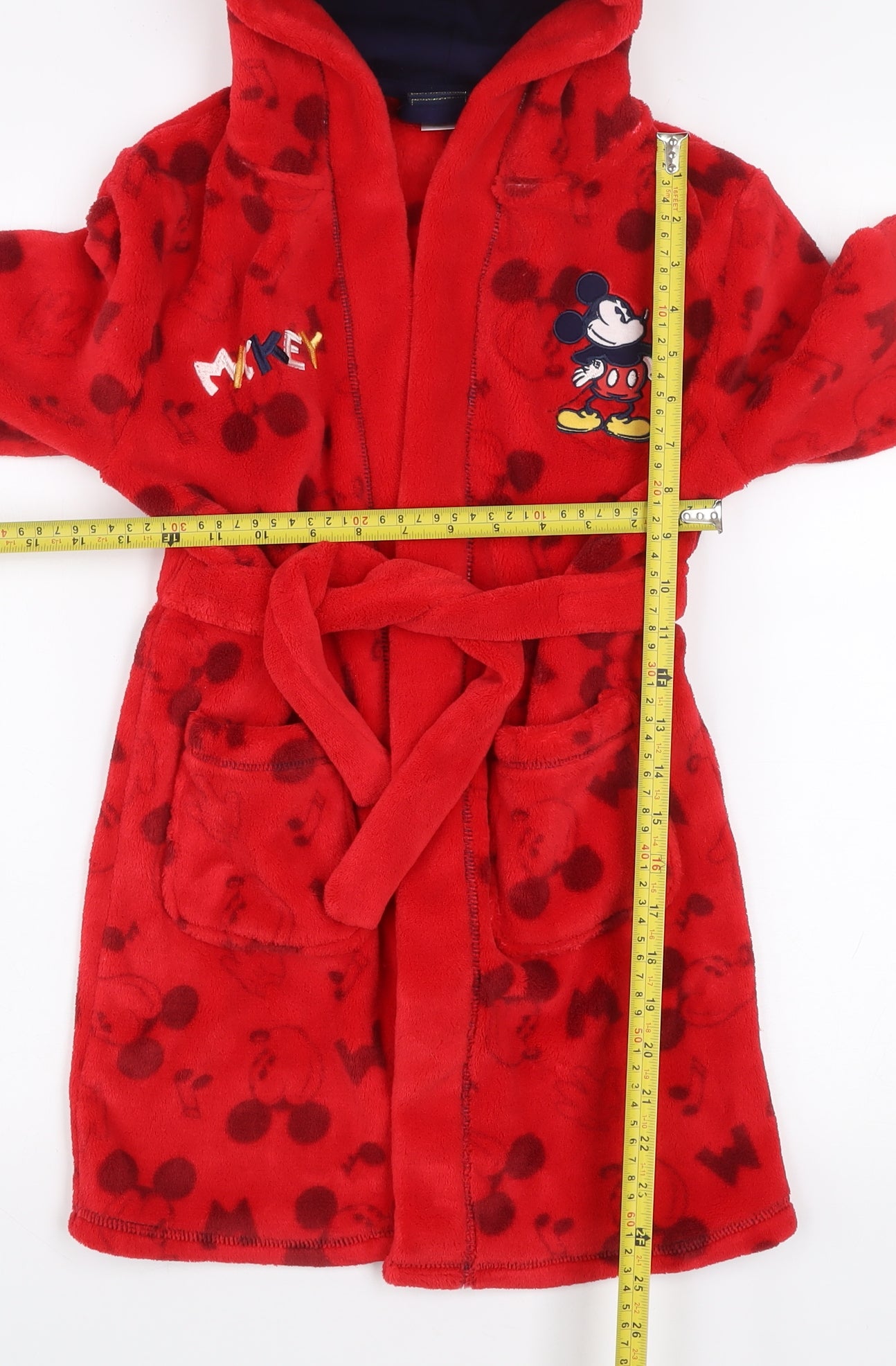 Mini Club Boys Red Mickey Mouse Fleece Hooded Robe 5-6 Years