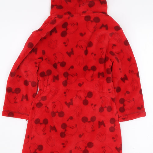 Mini Club Boys Red Mickey Mouse Fleece Hooded Robe 5-6 Years