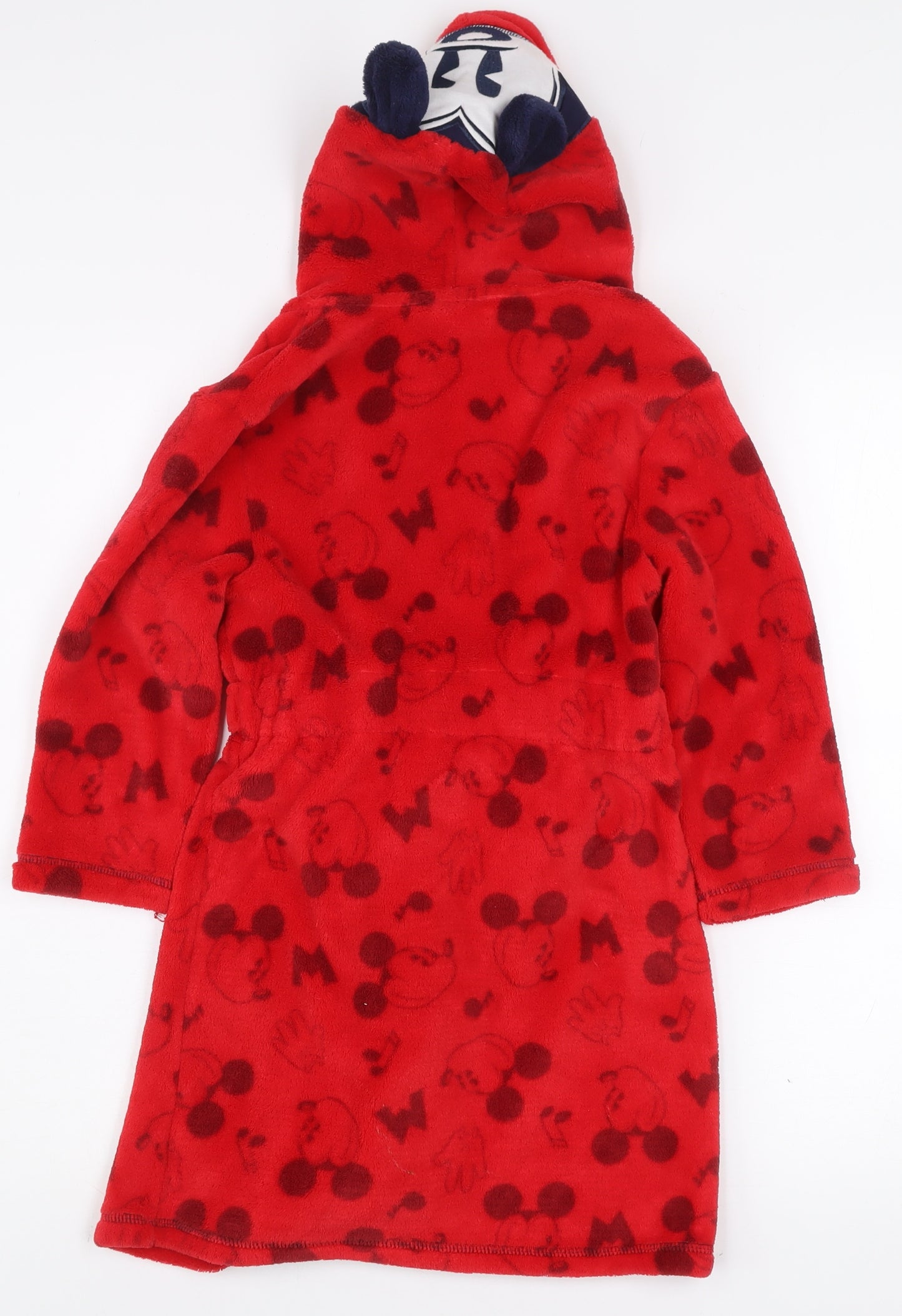 Mini Club Boys Red Mickey Mouse Fleece Hooded Robe 5-6 Years
