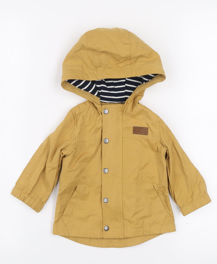 Mamas & Papas Unisex Baby Brown Hooded Rain Coat Jacket 6-9 Months Cotton Lined