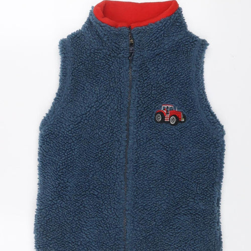 Ramblers Boys Blue Fleece Bodywarmer 6-7 Years Zip Front Tractor Embroidered