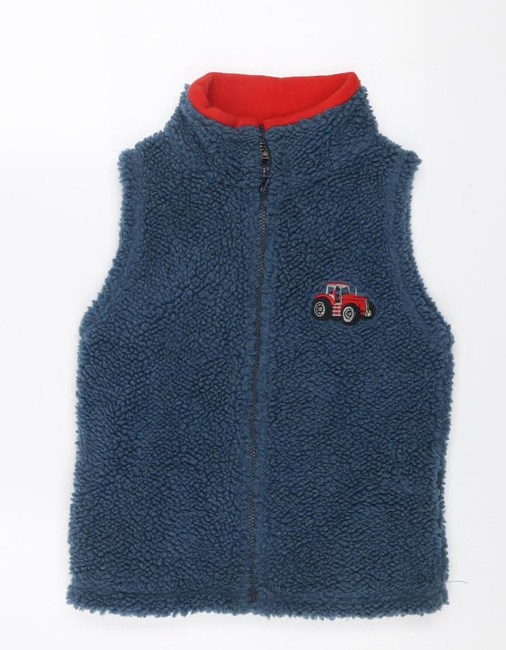 Ramblers Boys Blue Fleece Bodywarmer 6-7 Years Zip Front Tractor Embroidered