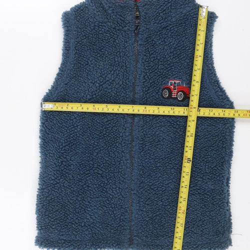 Ramblers Boys Blue Fleece Bodywarmer 6-7 Years Zip Front Tractor Embroidered