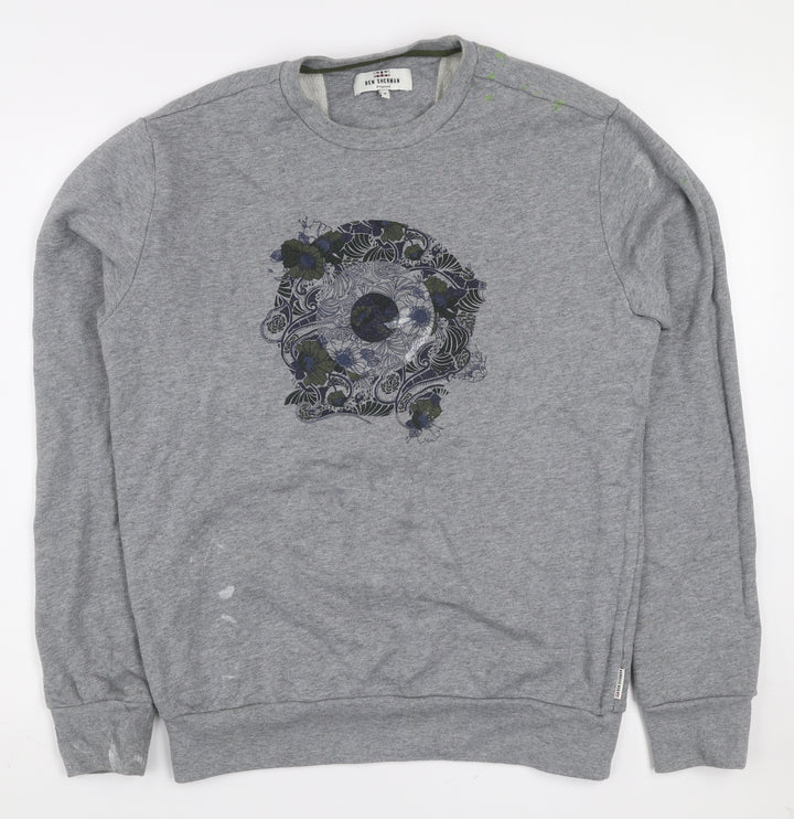 Ben Sherman Men’s Grey Graphic Skull Crew Neck Sweatshirt Size M