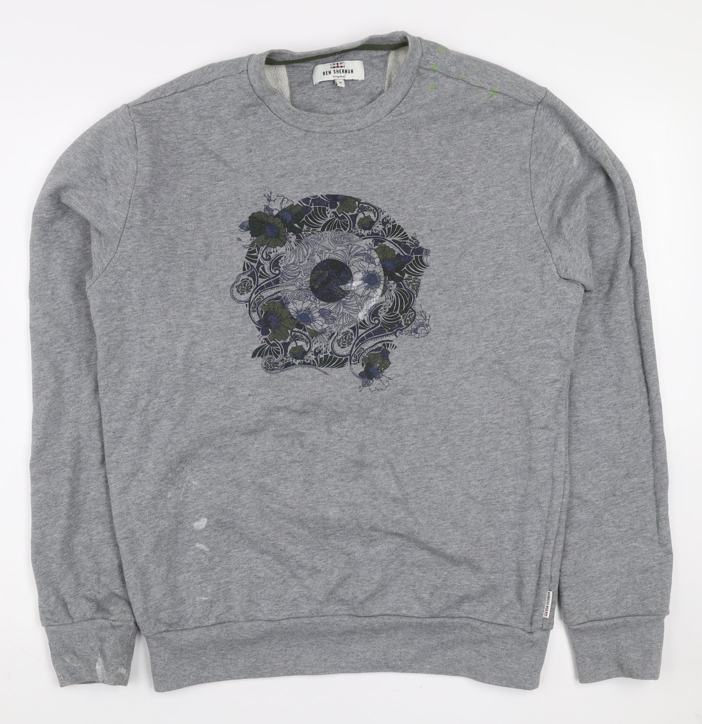Ben Sherman Men’s Grey Graphic Skull Crew Neck Sweatshirt Size M