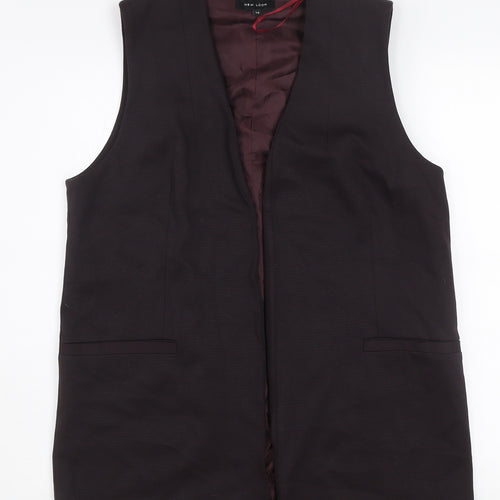 New Look Women Brown Size 12 Long Sleeveless Waistcoat Suit Vest