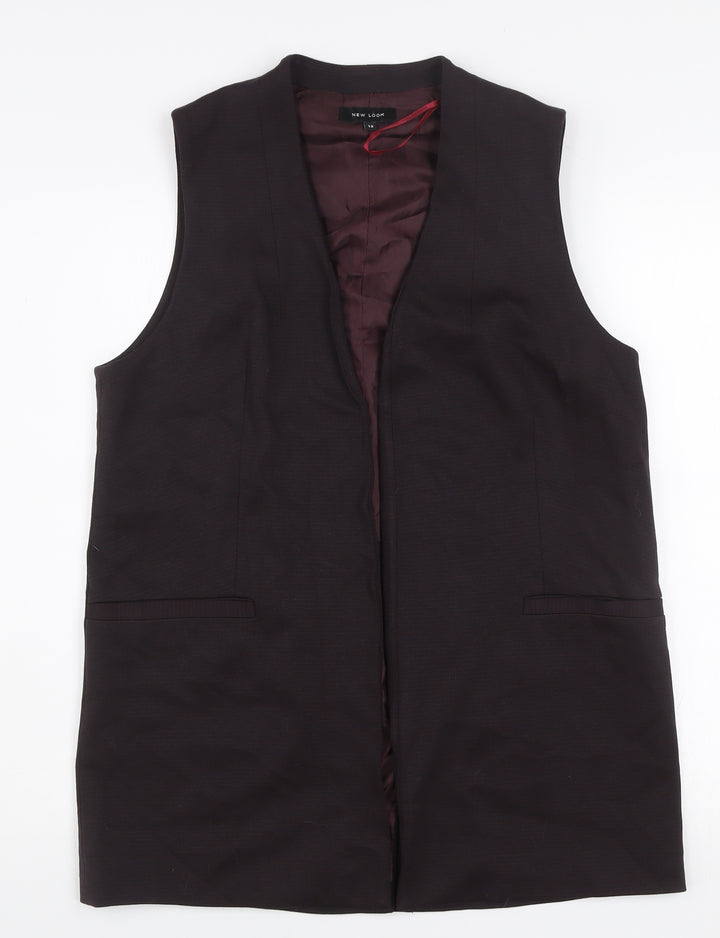 New Look Women Brown Size 12 Long Sleeveless Waistcoat Suit Vest